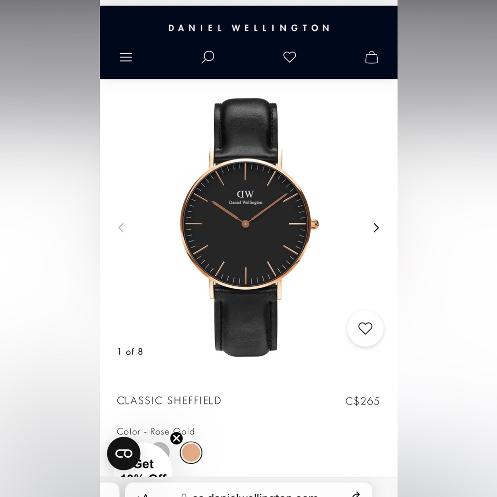 Daniel Wellington rose gold watch